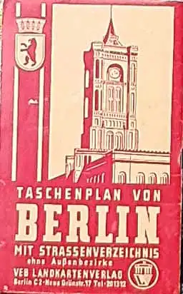 Taschenplan von Berlin mit Straßenverzeichnis ohne Außenbezirke.  -  Großer Stadtplan Maßstab 1:25.000 - nebst 40-seit. Straßenverzeichnis. 