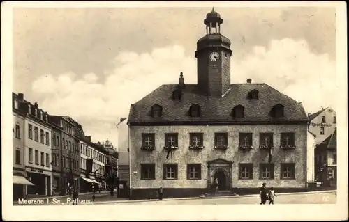 Ak Meerane in Sachsen, Blick auf das Rathaus, Marktplatz, Möbel, Apotheke