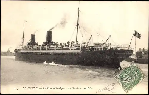 Ak Le Havre, CGT French Line, Transatlantique, Paquebot La Savoie