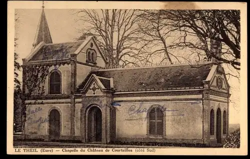 Ak Le Theil Eure, Chapelle du Chateau de Courteilles, cote Sud, Kapelle