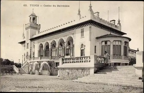 Ak Tunis Tunesien, Casino du Belvédère, Kasino, Freitreppe