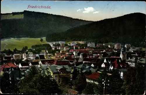 Ak Friedrichroda im Thüringer Wald, Gesamtansicht mit Wald