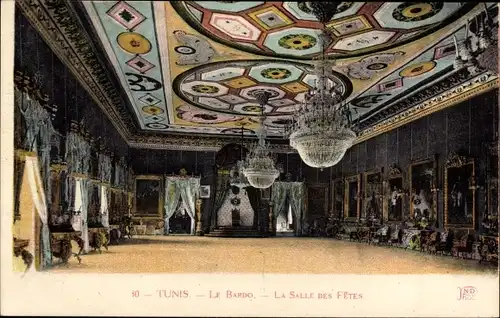 Ak Tunis Tunesien, Le Bardo, La Salle des Fêtes, Festsaal, Kronleuchter