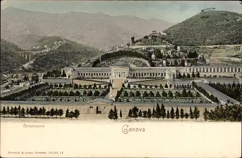 Ak Genova Genua Ligurien, Camposanto Monumentale, Friedhof, Panorama