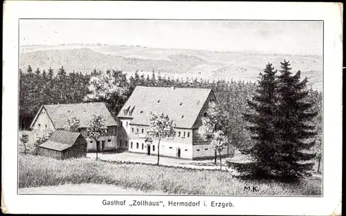 Ak Hermsdorf im Erzgebirge, Gasthof Zollhaus, Clemens Geißler