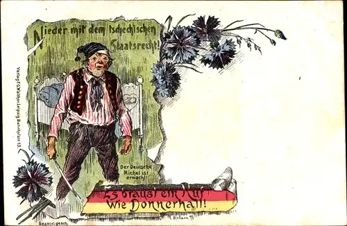 Litho Nieder mit dem tschechischen Staatsrecht, Der Deutsche Michel ist erwacht