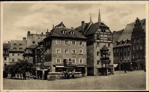 Ak Cheb Eger Reg. Karlsbad, Marktplatz mit Stöckl, Altes Gebäude