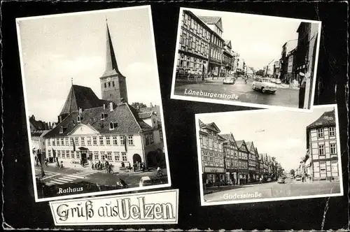 Ak Uelzen in Niedersachsen, Rathaus, Lüneburgerstrasse, Gudestrasse