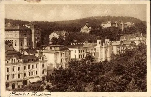 Judaika Ak Mariánské Lázně Marienbad Reg. Karlsbad, Hauptstraße, Synagoge