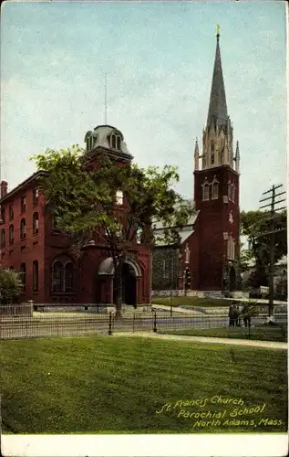 Ak North Adams Massachusetts USA, St. Francis Church, Parochial School