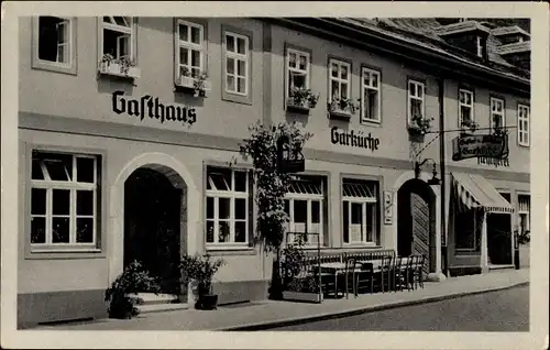 Ak Leutenberg in Thüringen, Gasthaus zur Garküche, Straßenansicht