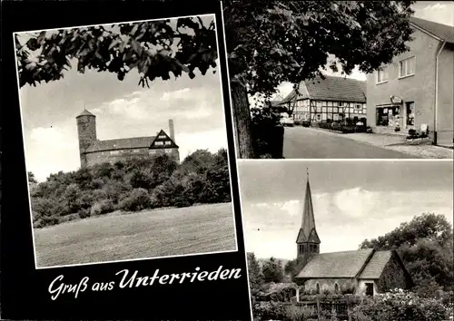 Ak Unterrieden Witzenhausen im Werra Meißner Kreis, Kirche, Geschäftshaus 