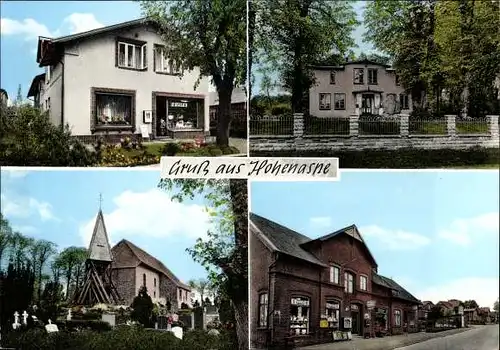 Ak Hohenaspe in Schleswig Holstein, Spar Geschäft, Wohnhaus, Kirche und Friedhof, Vivo Geschäft