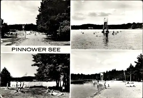 Ak Pinnow Schenkendöbern in Brandenburg, Pinnower See, Strandpartie, Badestelle, Badegäste