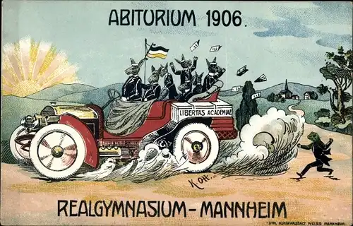 Studentika Ak Mannheim in Baden Württemberg, Abiturium 1906, Realgymnasium Mannheim