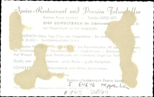 Ak Sonderbach Heppenheim an der Bergstraße Hessen, Restaurant Felsenkeller, Franz Lambert