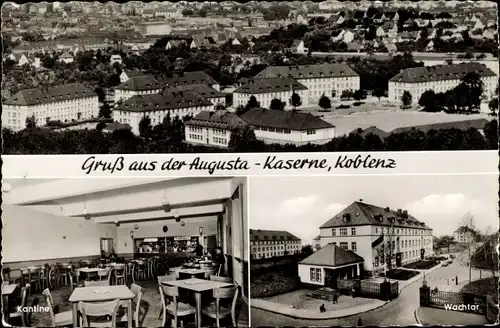 Ak Koblenz in Rheinland Pfalz, Augusta Kaserne, Teilansichten, Einfahrt, Kantine, Totalansicht