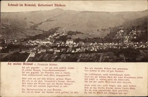 Ak Schnait Remstal Weinstadt, Panorama von der Ortschaft, Lied von Friedrich Silchers