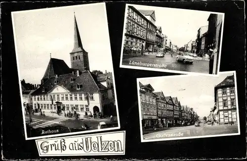 Ak Uelzen in Niedersachsen, Rathaus, Lüneburgerstrasse, Gudestrasse