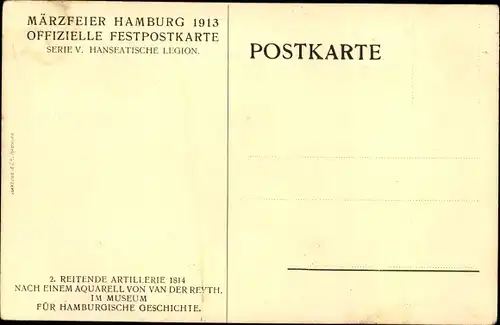 Künstler Ak Suhr, C., Hamburger Leben im Anfang des 19jh, Reitende Artillerie um 1814