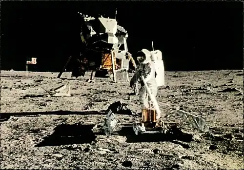 Ak 21 Juli 1969, Menschen auf dem Mond, Astronaut Edwin Aldrin, Laser Reflektor