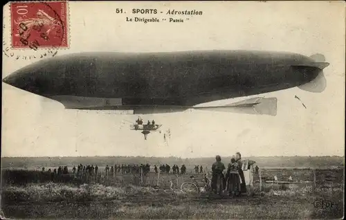 Ak Sports d'Aviation, Aérostation, Dirigéable Patrie, Französisches Luftschiff