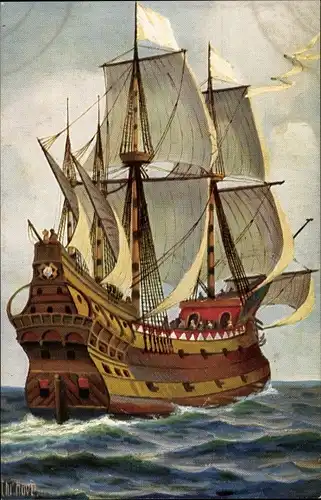 Künstler Ak Rave, Chr., Marine Galerie 151, Holländisches Kriegsschiff, 1670