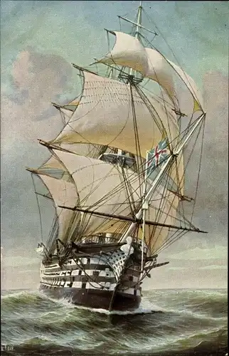 Künstler Ak Rave, Chr., Marine Galerie Nr. 251, Engl. Dreidecker, Flagschiff Admirals Nelson, 1805
