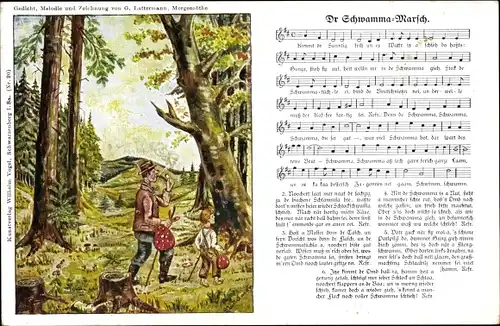 Lied Ak Vogel, Wilhelm, Nr. 20, Lattermann, G., Dr Schwamma Marsch, Wanderer im Wald