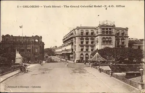 Ak Colombo Ceylon Sri Lanka, York Street, The Grand Oriental Hotel, P&O Office