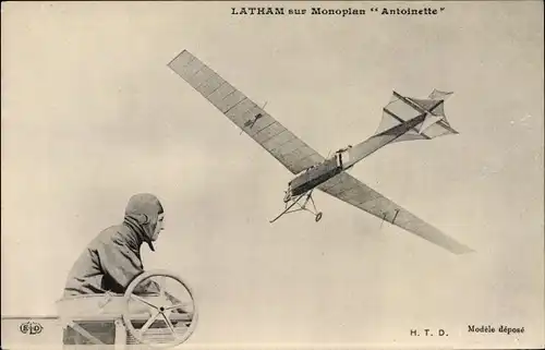 Ak Latham sur Monoplan Antoinette, Flugpioniere