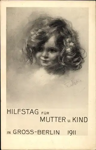 Künstler Ak Ratzka, Berlin Mitte, Portrait von einem Mädchen, Hilfstag für Mutter und Kind 1911