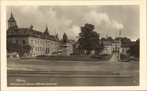 Ak Elbląg Elbing Westpreußen, Postamt und Kaiser Wilhelm Denkmal