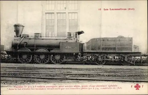 Ak Französische Eisenbahn, Dampflokomotive, Chemin de fer, No 509, Tender