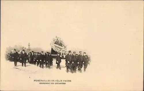Ak Funérailles de Félix Faure, Couronne des Douaniers, Bestattung des Präsidenten, Zöllner
