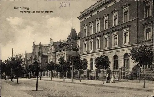 Ak Tschernjachowsk Insterburg Ostpreußen, Wilhelmstraße mit Reichsbank