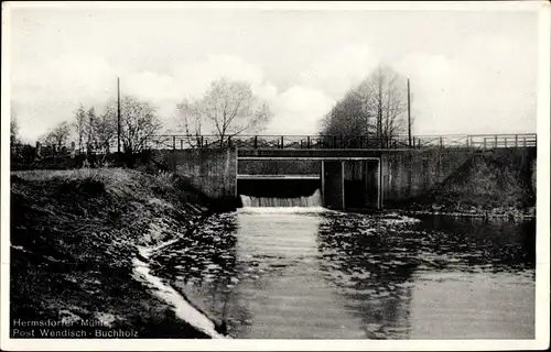 Ak Wendisch Buchholz Märkisch Buchholz in Brandenburg, Wasserpartie an der Hermsdorfer Mühle