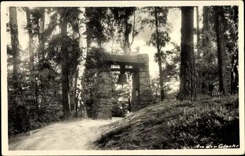 Foto Ak Hartha Hintergersdorf Tharandt im Erzgebirge, Partie im Wald, Blick auf die Glocke