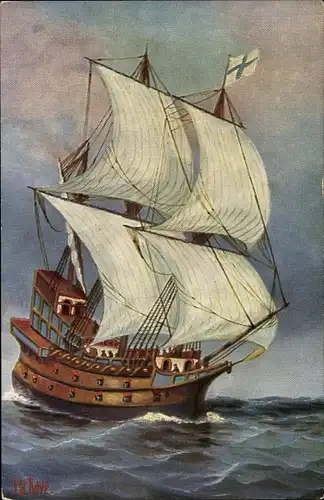 Künstler Ak Rave, Chr., Marine Galerie 179, Französisches Kriegsschiff, 16. Jahrhundert