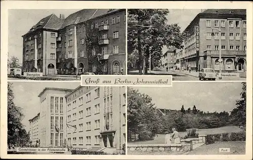 Ak Berlin Treptow Johannisthal, Sternplatz, Sterndamm, Gästehäuser in der Pilotenstraße, Park