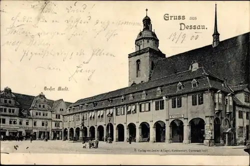 Ak Dessau in Sachsen Anhalt, Partie auf dem grossen Markt