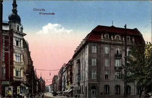 Ak Gliwice Gleiwitz Schlesien, Wilhelmstraße, Gebäude