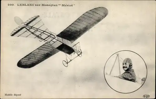 Ak Bleriot im Flieger Le Blanc, Monoplan, Moteur Gnôme