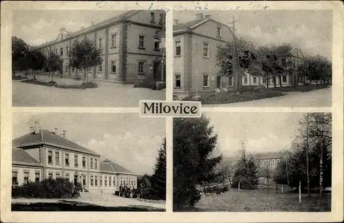 Ak Milovice nad Labem Milowitz Mittelböhmen, Teilansichten, Gebäude
