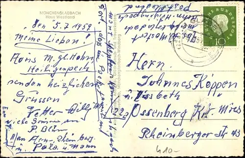 Ak Mönchengladbach in Nordrhein Westfalen, Partie am Haus Westland, Busbahnhof