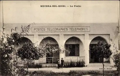 Ak Mechra Bel Ksiri Marokko, La Poste, Postes Télégraphes Téléphones
