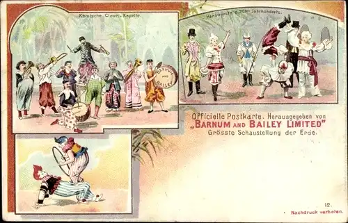 Litho Barnum and Bailey Limited, Größte Schaustellung der Erde, Clown Kapelle, Hanswürste