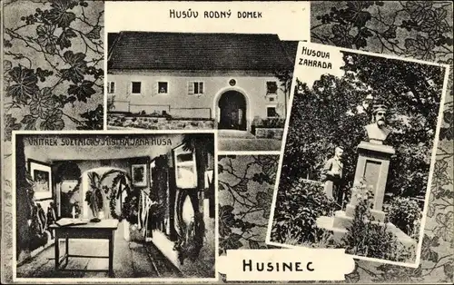 Ak Hussinec Husinec u Netolic Südböhmen, Husuv Rodny Domek, Husova Zahrada