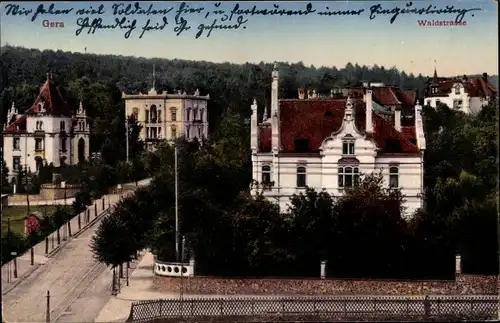 Ak Gera in Thüringen, Partie an der Waldstraße, Villenviertel