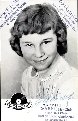 Ak Sängerin Gabriele Clonisch, Portrait, Polydor Schallplatten